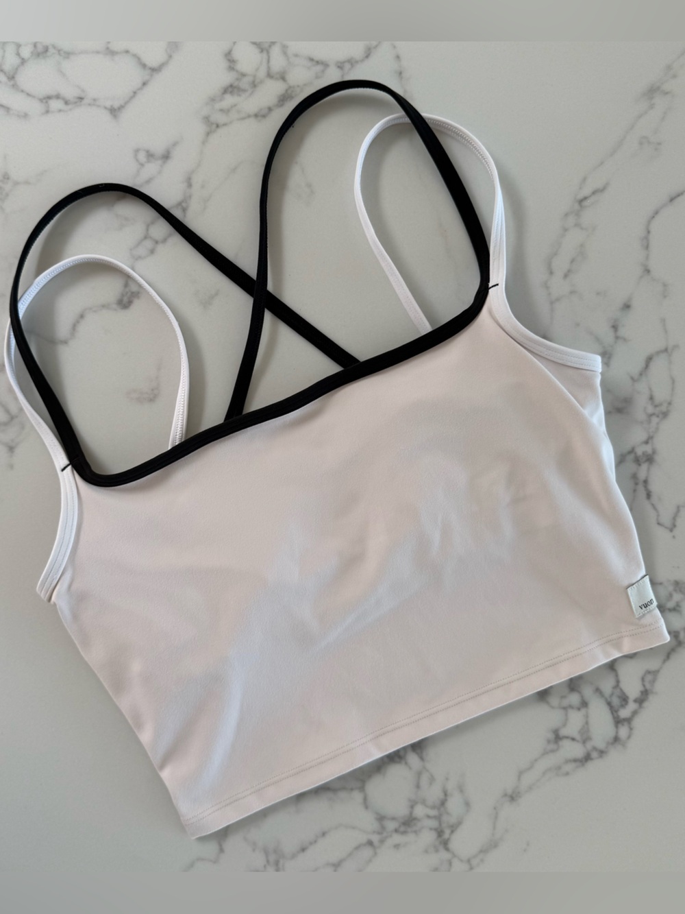 Unknown Brand White & Black Strappy Crop Tank